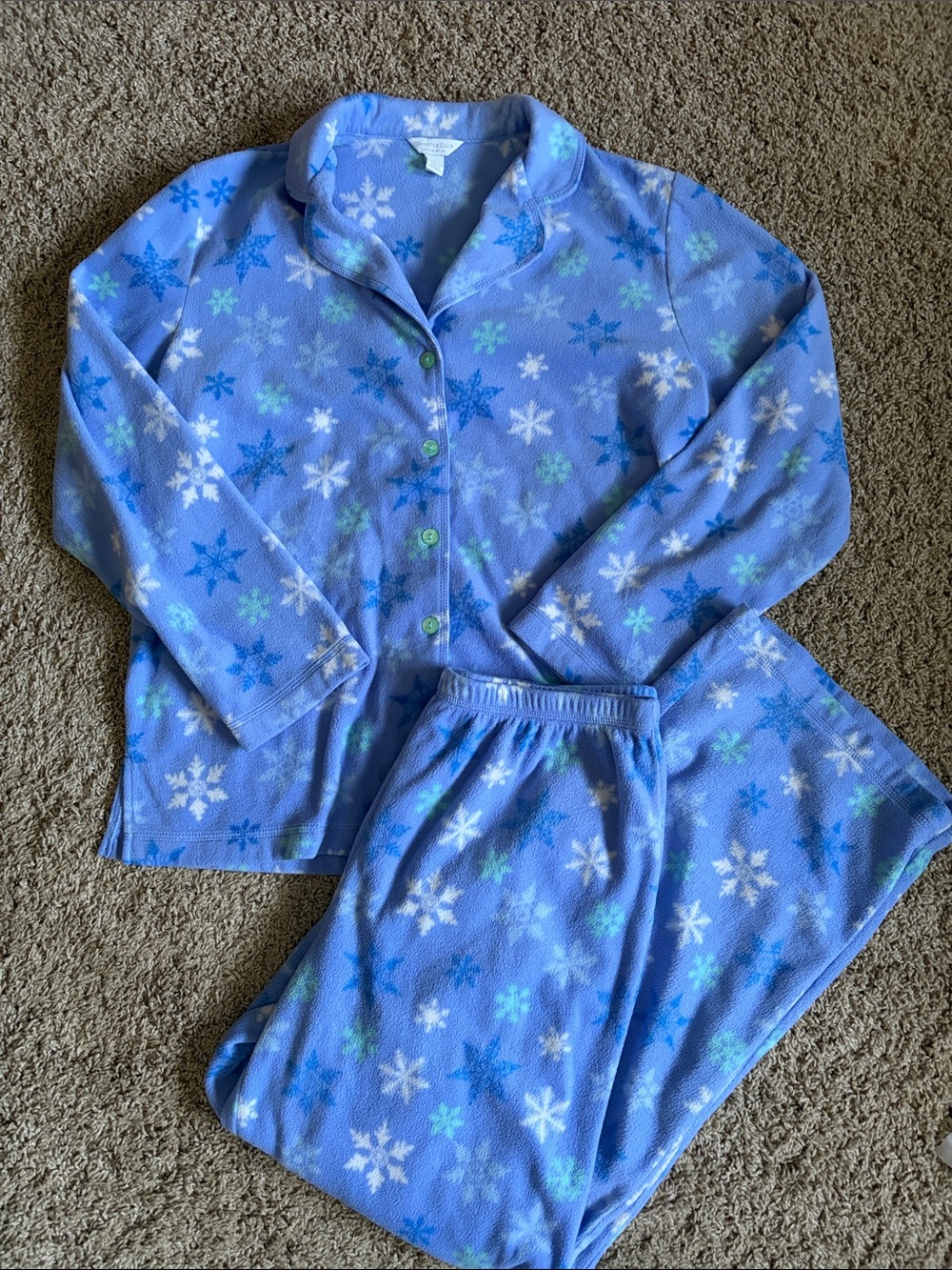 Charter Club Light Blue Snowflake Fleece Pajama Set